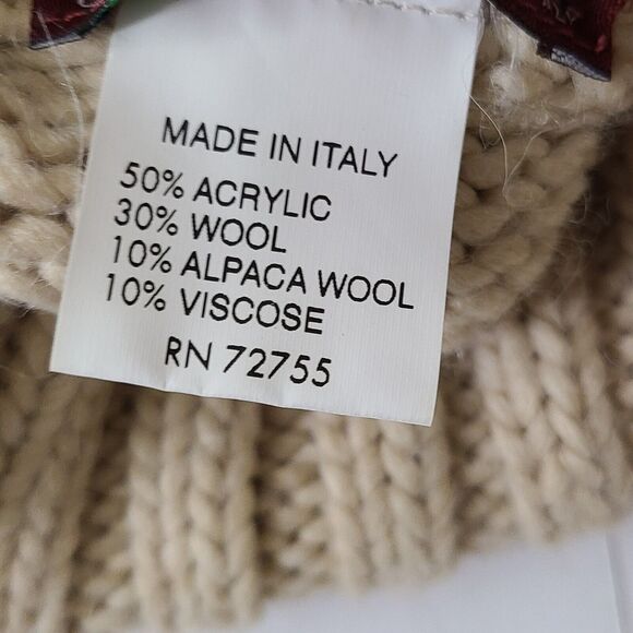 Betty Betty Women’s SZ L Firenze Made In Italy Tan Poncho/Sweater Wool & Alpaca - Picture 7 of 8